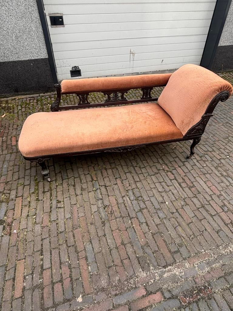 Antieke Chaise Longue, Huis en Inrichting, Banken | Sofa's en Chaises Longues, Gebruikt, Eenpersoons, 150 tot 200 cm, 100 tot 125 cm