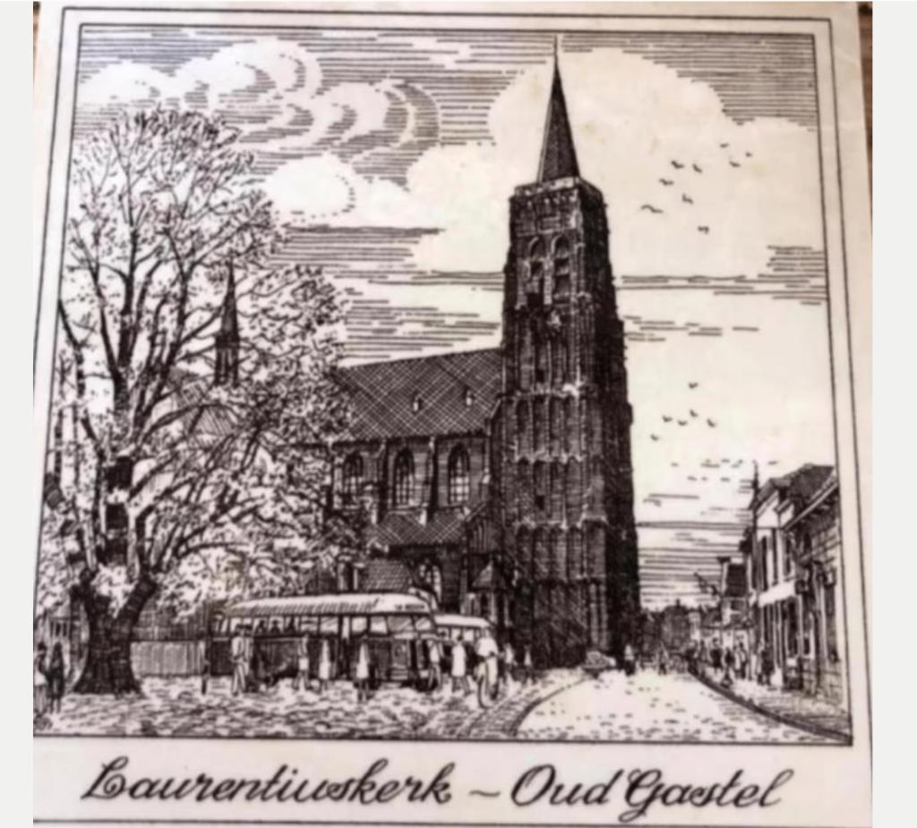 Wandtegel Sint Laurentiuskerk Oud Gastel (15 x 15 cm), Antiek en Kunst, Ophalen of Verzenden