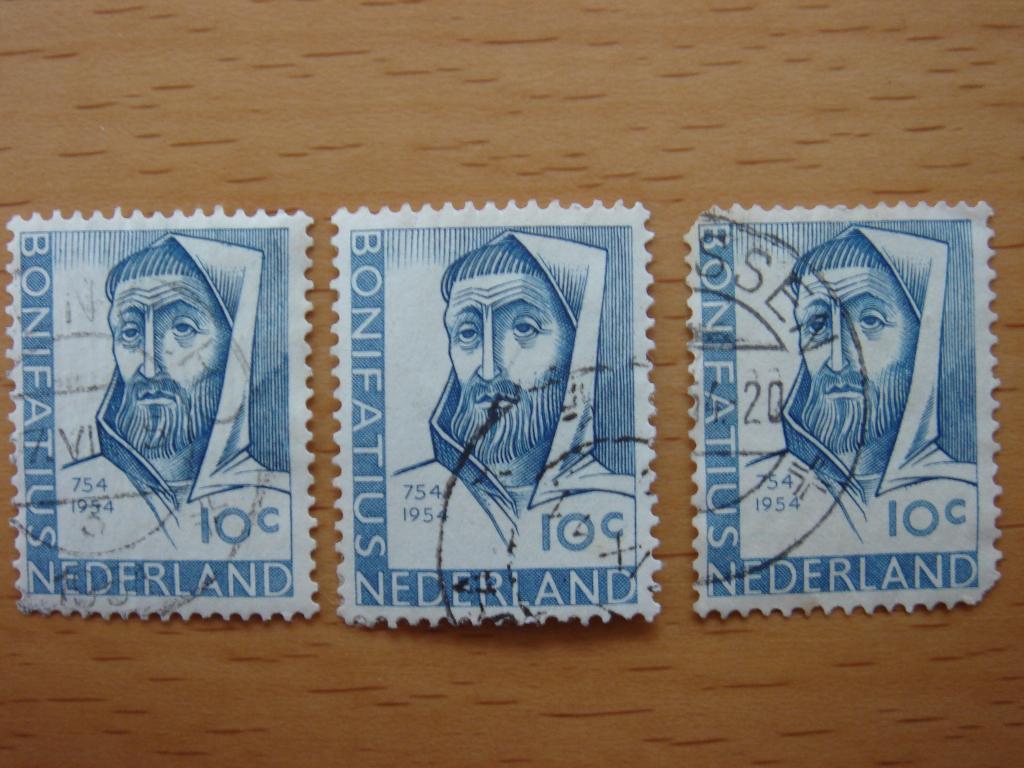 St. Bonifatius 3x NVPH 646    Gestempeld, Postzegels en Munten, Postzegels | Nederland, Ophalen of Verzenden, Na 1940, Gestempeld