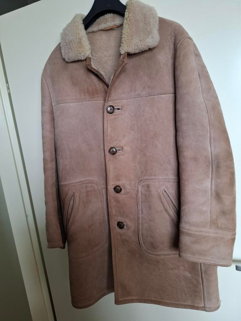 Echt Leren Lammy Coat - Maat 52, Maat 52/54 (L), Ophalen of Verzenden, Gedragen, Beige