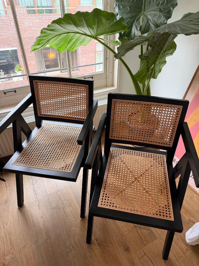 Rotan stoelen, Ophalen, Twee, Zwart, Riet of Rotan