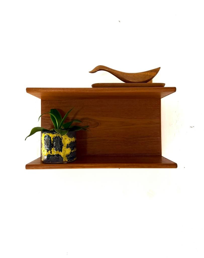 Vintage teakhouten wandplank ‘60, Ophalen of Verzenden, Zo goed als nieuw