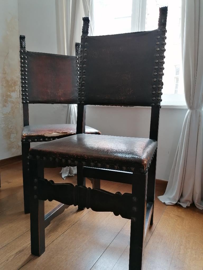 4 Antieke Spaanse stoelen, Antiek en Kunst, Antiek | Meubels | Stoelen en Banken, Ophalen