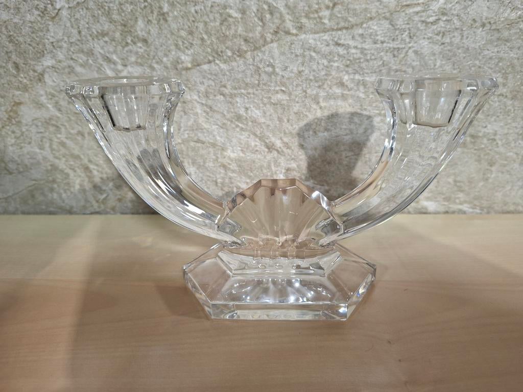 Val Saint Lambert Kristallen Dubbele Kandelaar, Ophalen of Verzenden, Kristal