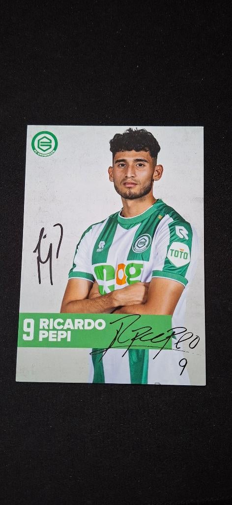 Spelerskaart met handtekening Ricardo Pepi FC Groningen PSV, Ophalen of Verzenden, Nieuw, Overige binnenlandse clubs, Spelerskaart