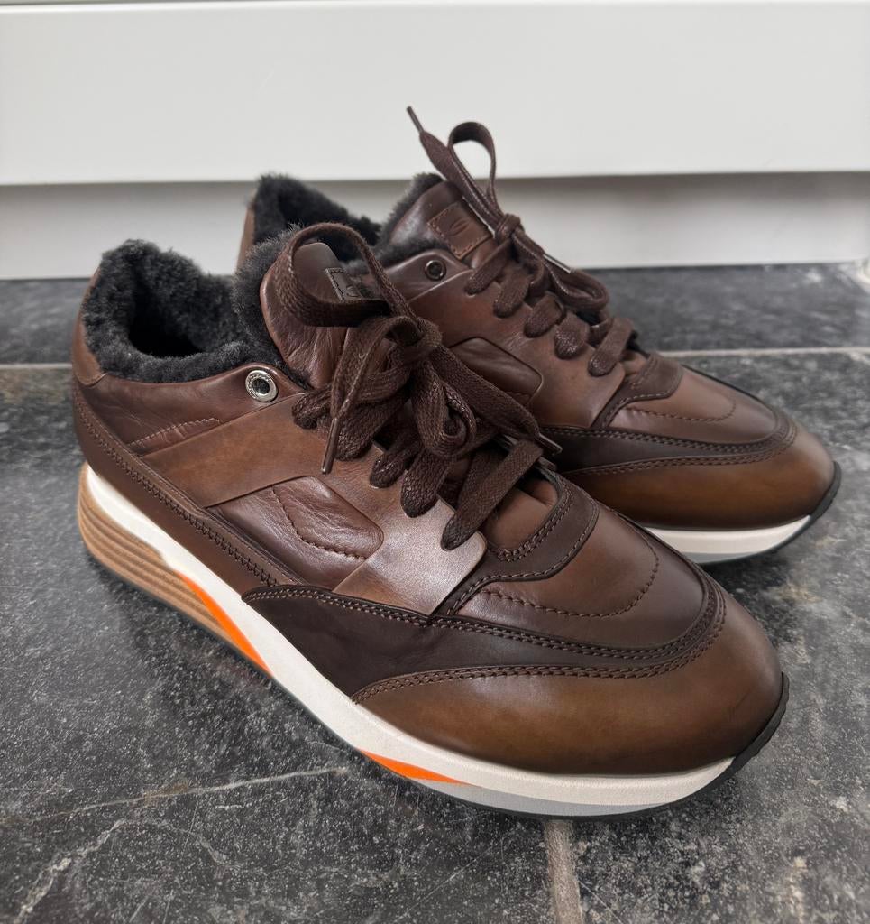Santoni mt 44 nieuw twv 580€, Kleding | Heren, Schoenen, Bruin, Nieuw, Ophalen of Verzenden, Sneakers of Gympen