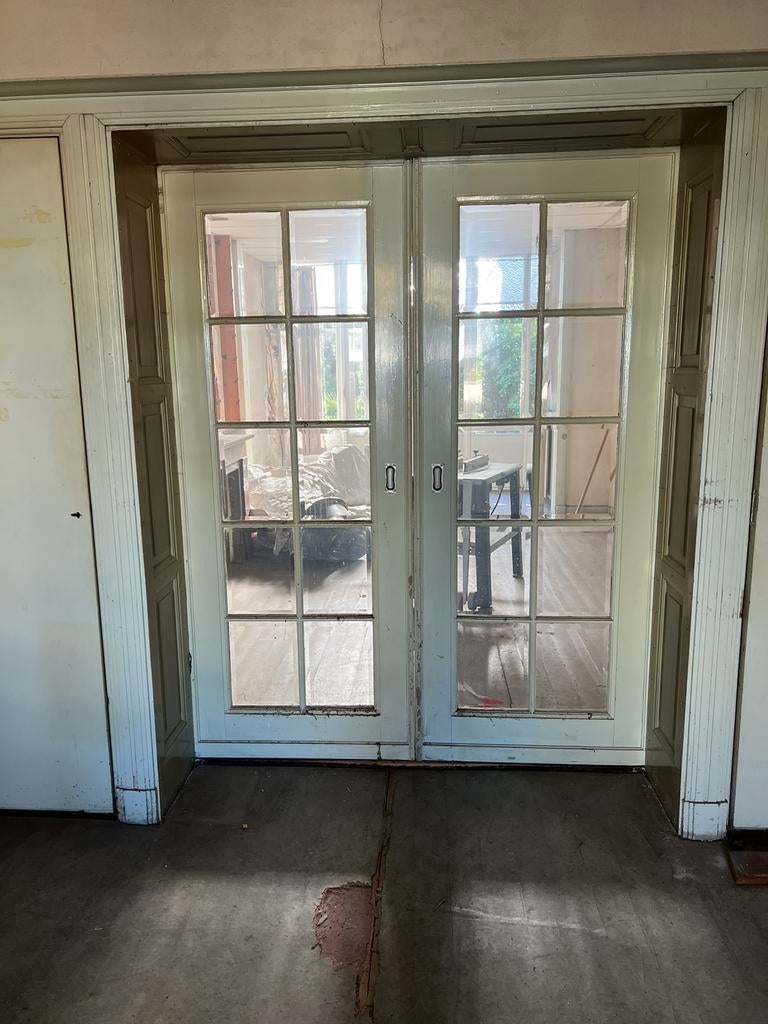 2 sets ensuite schuifdeuren geslepen glas, Gebruikt, 80 tot 100 cm, Binnendeur, Ophalen of Verzenden