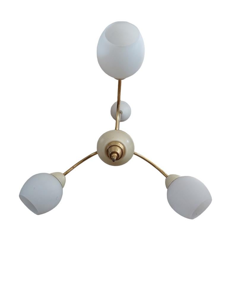 Vintage hanglamp, 3 glazen kelken, Ophalen, Overige materialen, Gebruikt, Onbekend