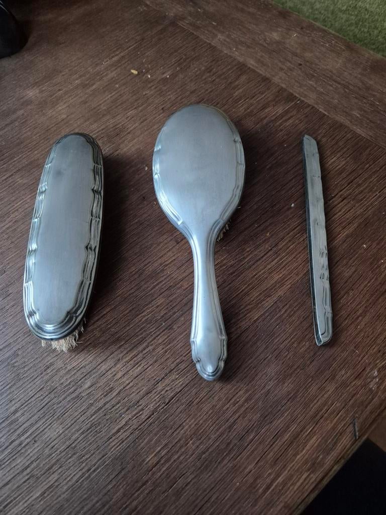 Vintage Zilveren Kapset - Borstel, Spiegel en Kam, Antiek en Kunst, Antiek | Goud en Zilver, Ophalen of Verzenden, Zilver
