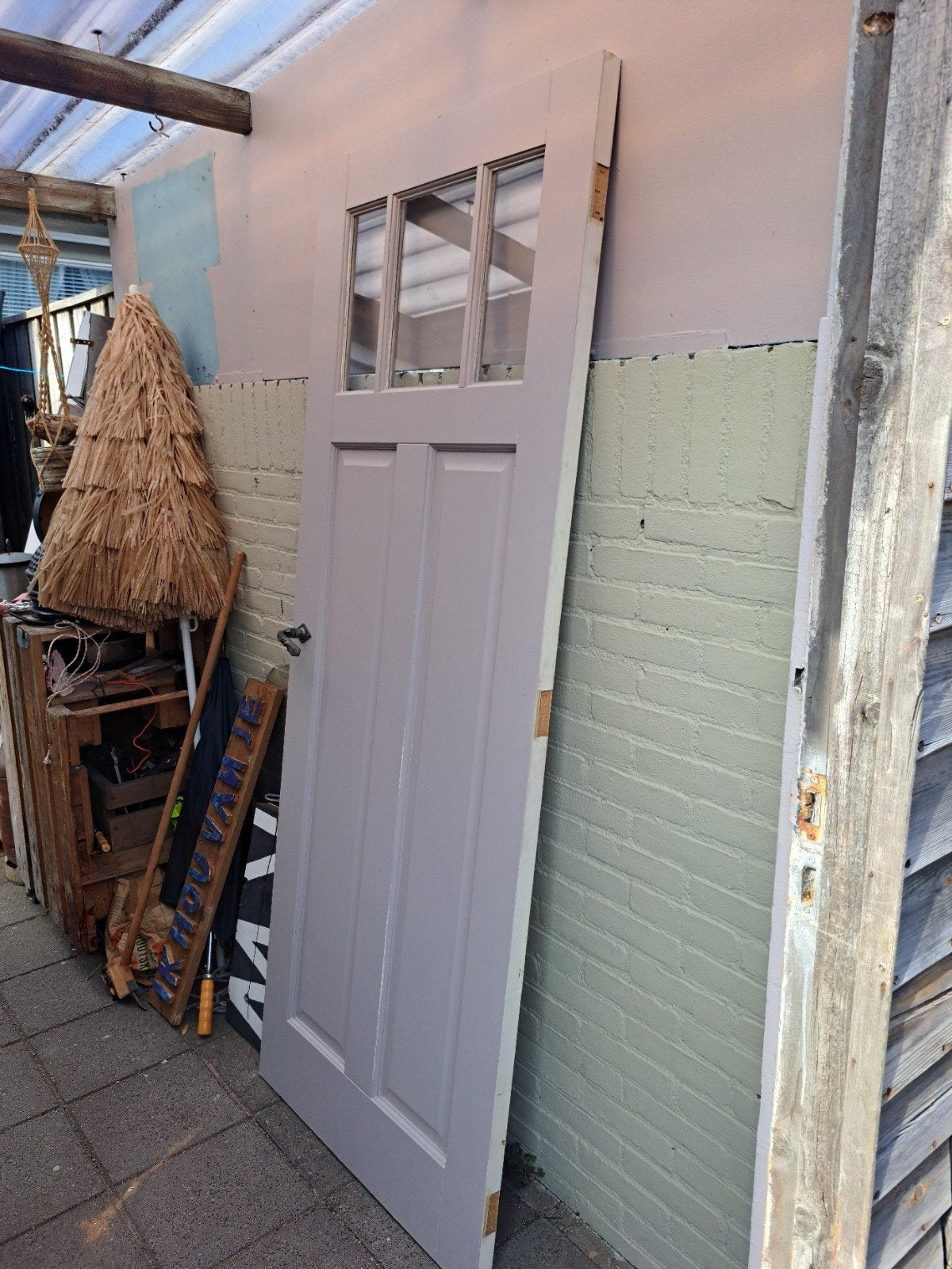 te koop hardhouten deur, Ophalen, Minder dan 250 cm, Schuur, Zonder ramen