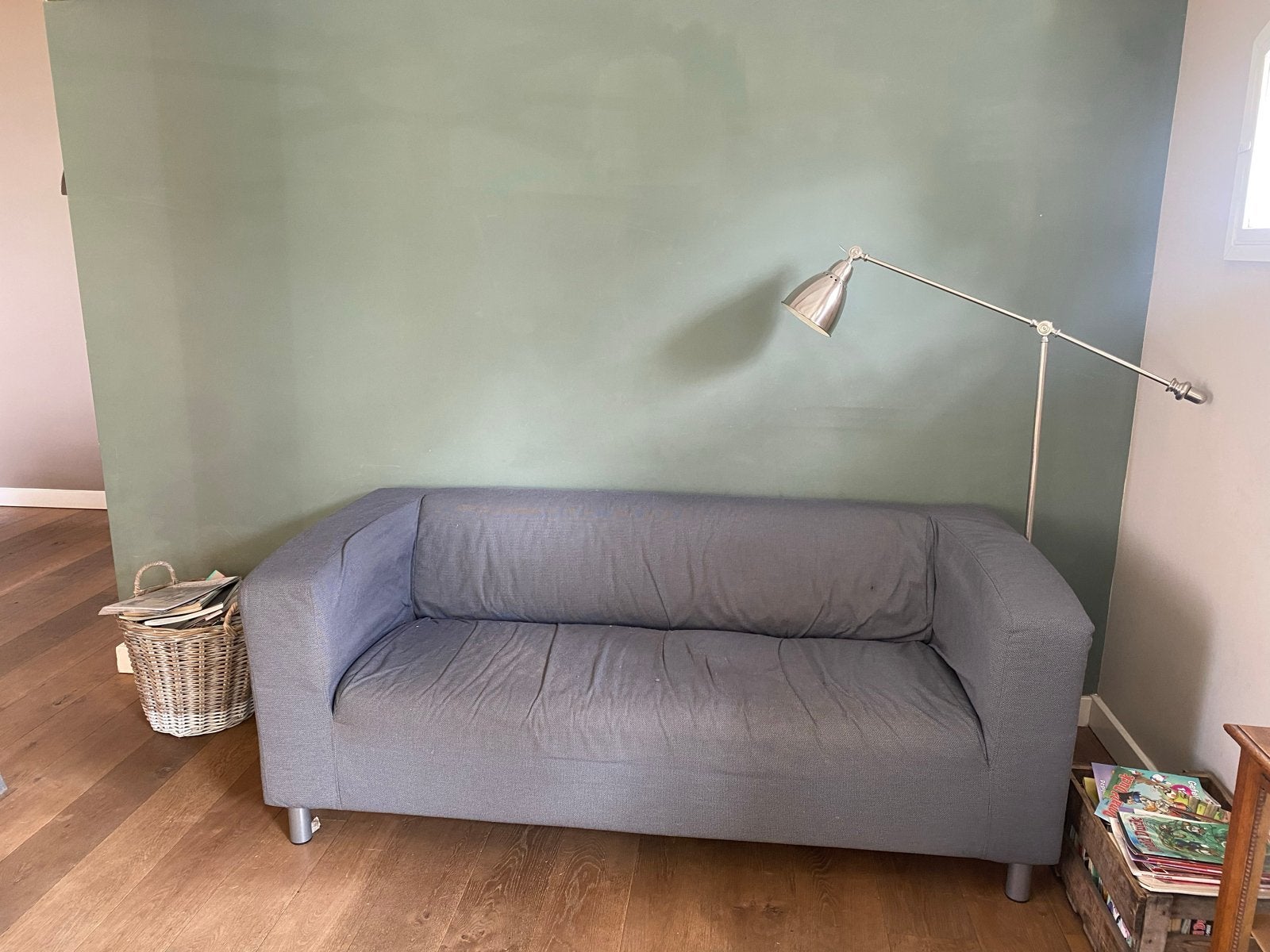 Grijze tweepersoonsbank - Comfortabel en stijlvol, Ophalen, Gebruikt, 150 tot 200 cm, Tweepersoons