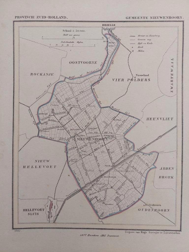 112 / Litho uit 1867 door J. Kuyper van Nieuwenhoorn ZH, Antiek en Kunst, Ophalen of Verzenden