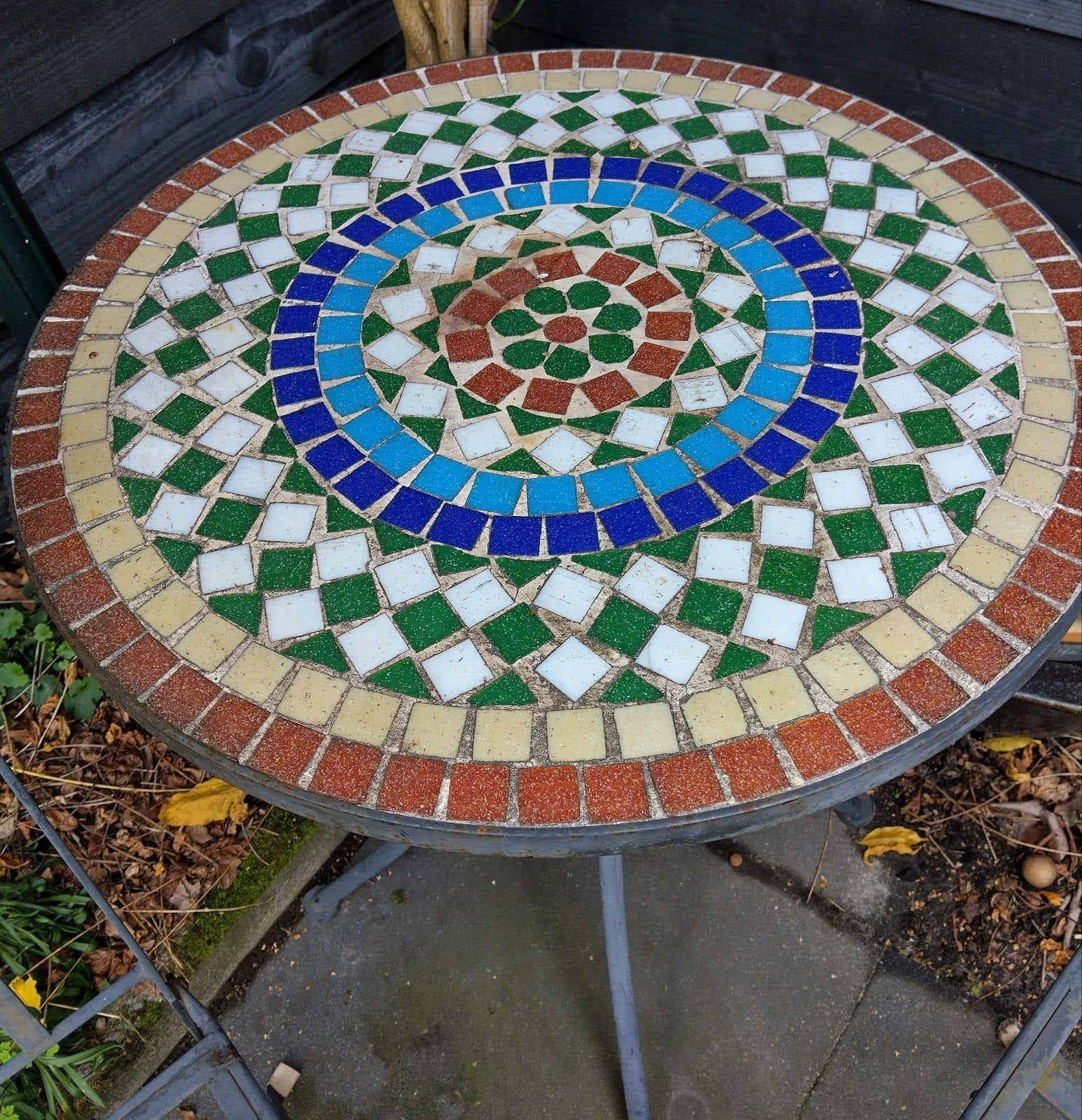 Franse bistro set met mozaïek, Tuin en Terras, Ophalen, Gebruikt