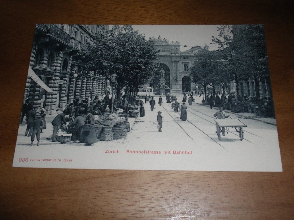 Station Zurich  Bahnhofstrasse  Bahnhof Handkar Zwitserland, Verzamelen, Ansichtkaarten | Buitenland, Verzenden, Voor 1920, Ongelopen