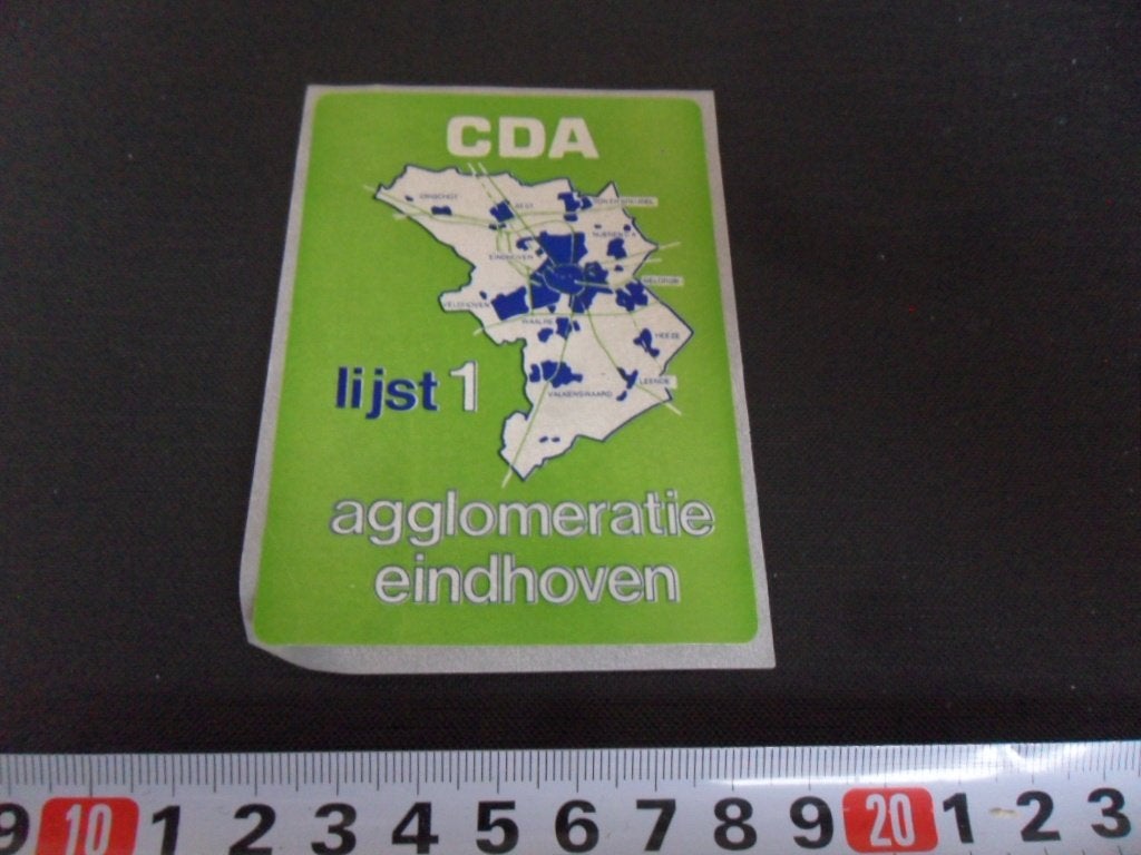 sticker Politiek CDA Lijst 1 agglomeratie Eindhoven EHV, Ophalen of Verzenden, Zo goed als nieuw