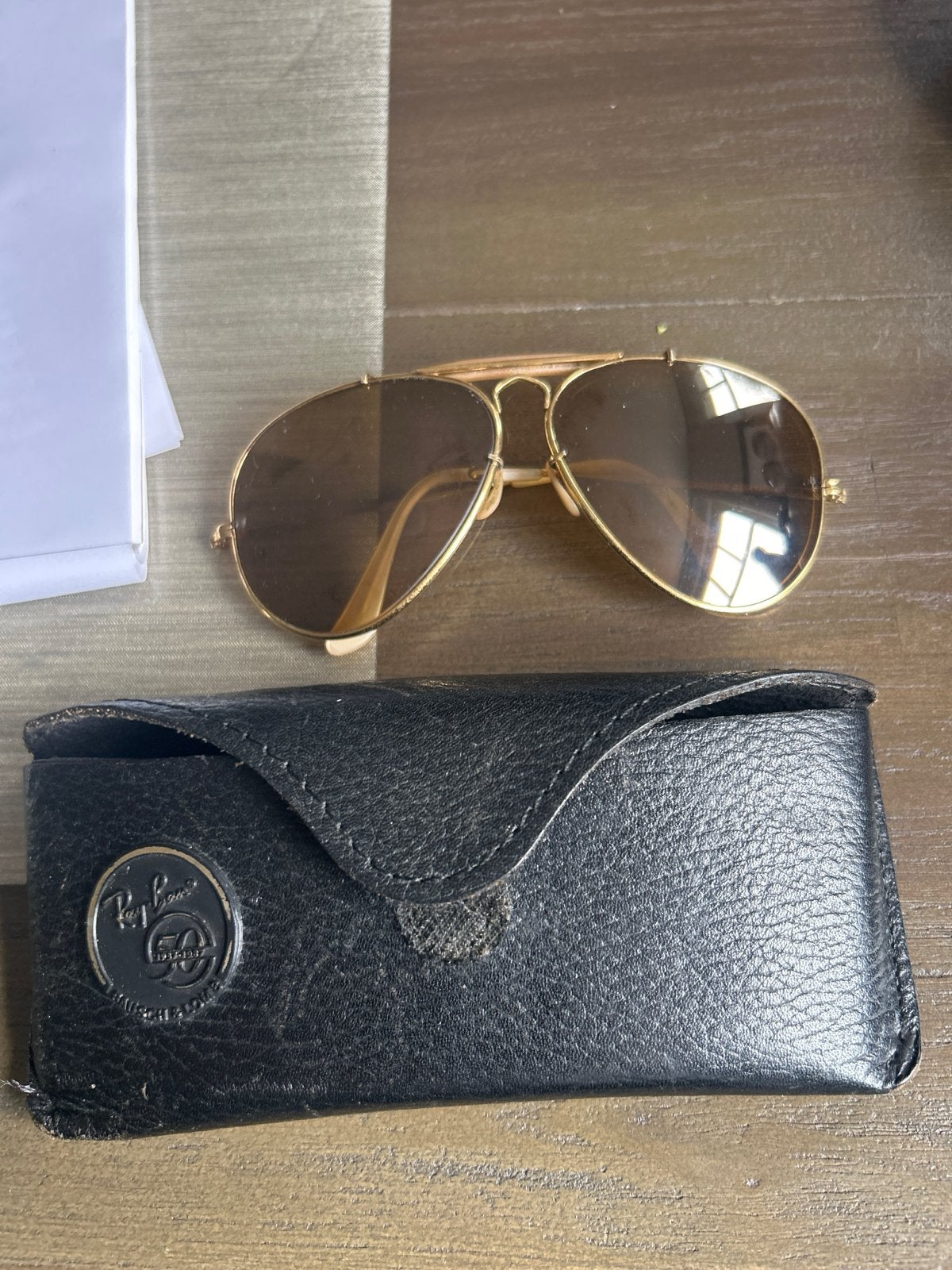 Vintage Ray-Ban B&L Outdoorsman 50th Anniversary (1937-1987), Sieraden, Tassen en Uiterlijk, Gebruikt, Zonnebril, Bruin, Ophalen of Verzenden
