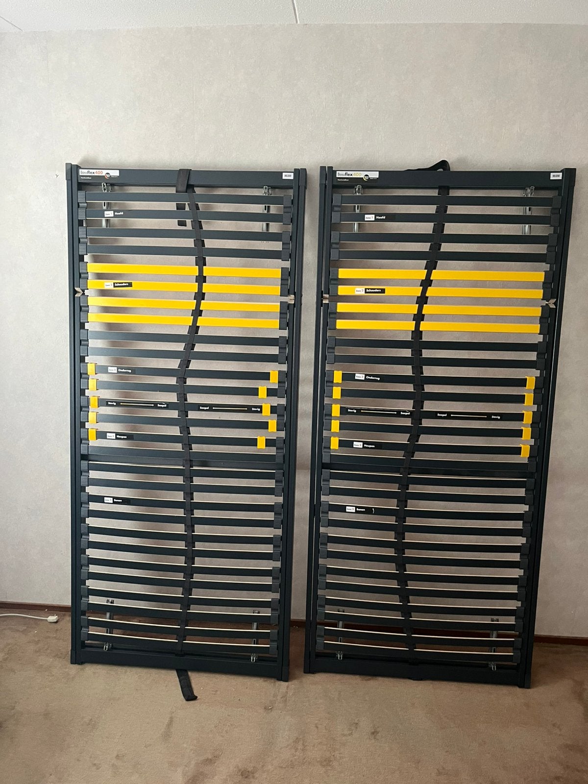 Lattenbodem Bossflex 400, 90 bij 200 cm. 2x handverstelbaar, Ophalen, 90 cm, Eenpersoons, Zo goed als nieuw
