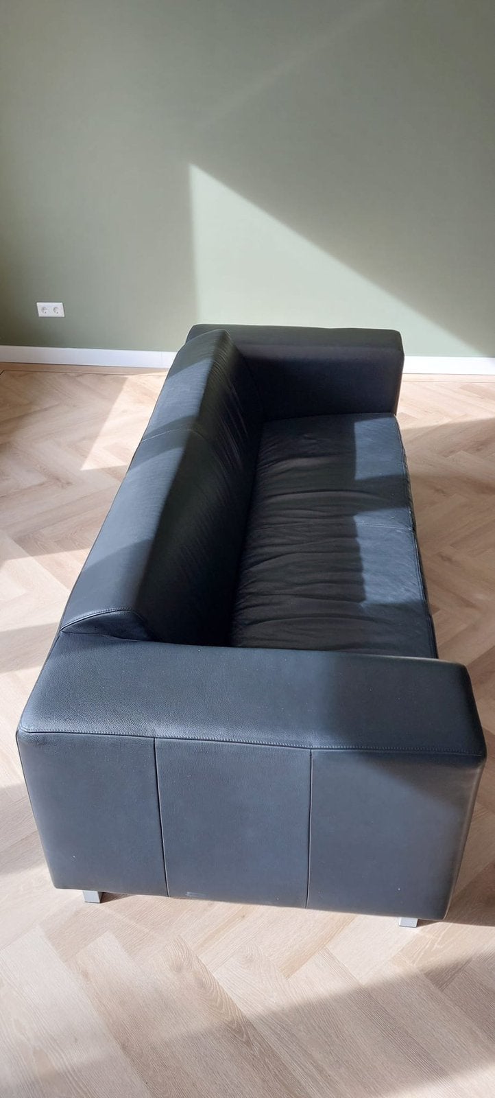 Gratis af te halen. 3 zits leren Montel bank, Huis en Inrichting, Banken | Sofa's en Chaises Longues, Ophalen, Gebruikt, Tweepersoons