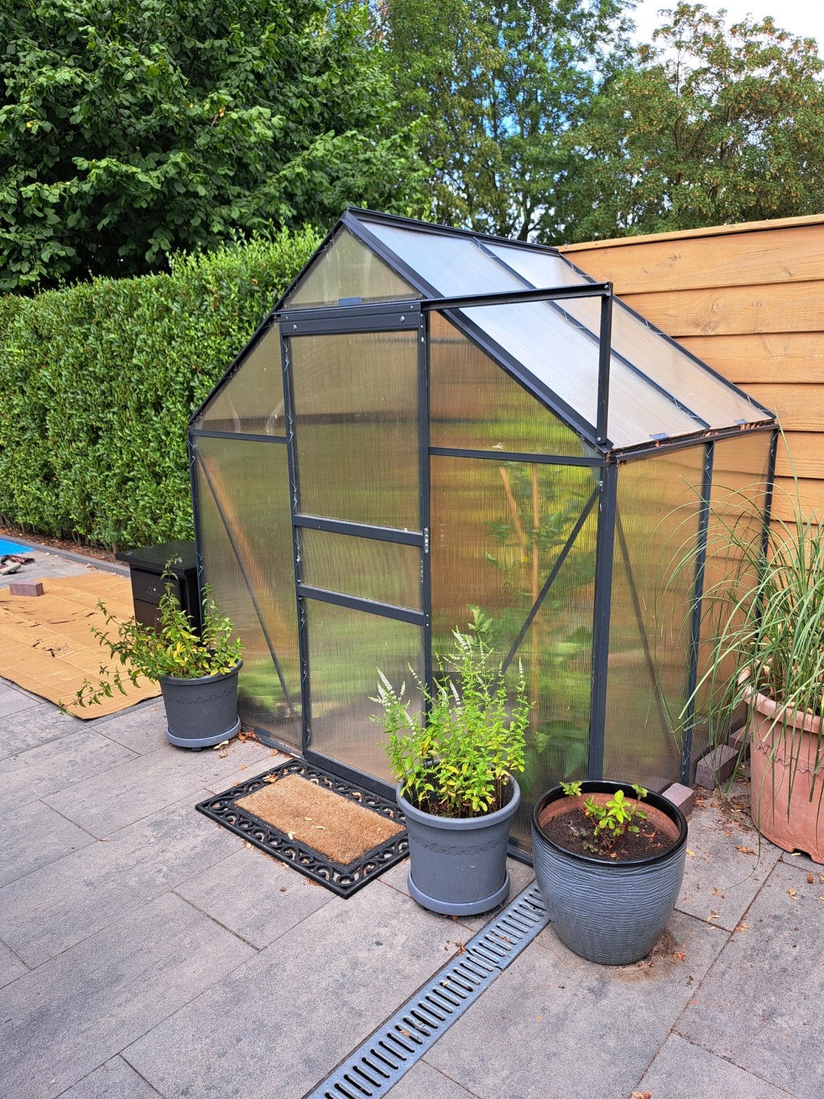 Tuinkas 2.47m² antracietkleurig, Tuin en Terras, Kassen, Ophalen of Verzenden, Glas, Zo goed als nieuw, Aluminium