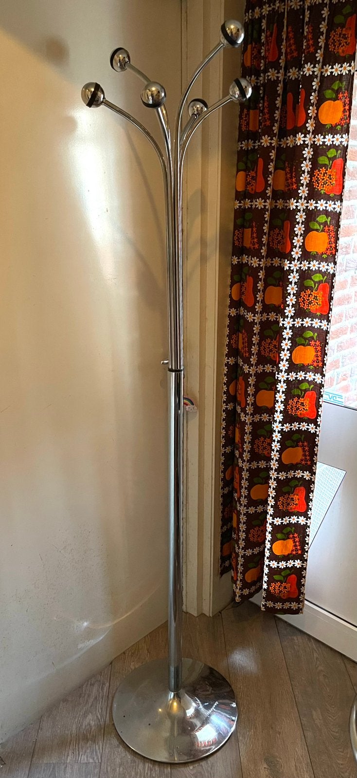 Chroom buistrame staande kapstok, Huis en Inrichting, Woonaccessoires | Kapstokken, Ophalen, Zo goed als nieuw, Metaal, Staande kapstok