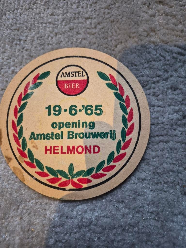 Vintage Amstel Bier Viltje - Opening Brouwerij Helmond '65, Ophalen of Verzenden