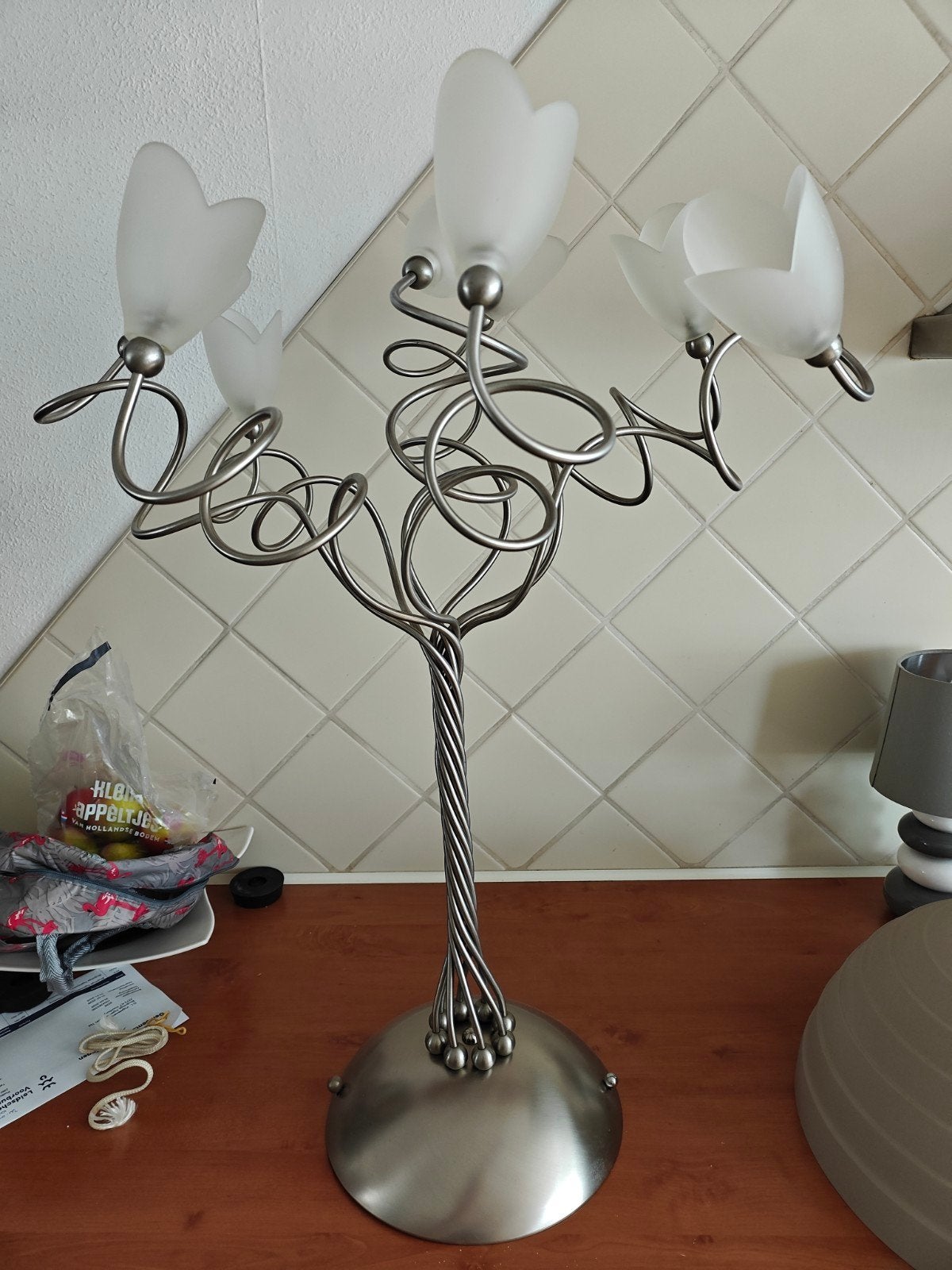 plafondlamp met 8 lichtpunten - 74cm, Ophalen, Zo goed als nieuw, Modern, Design, Decoratief