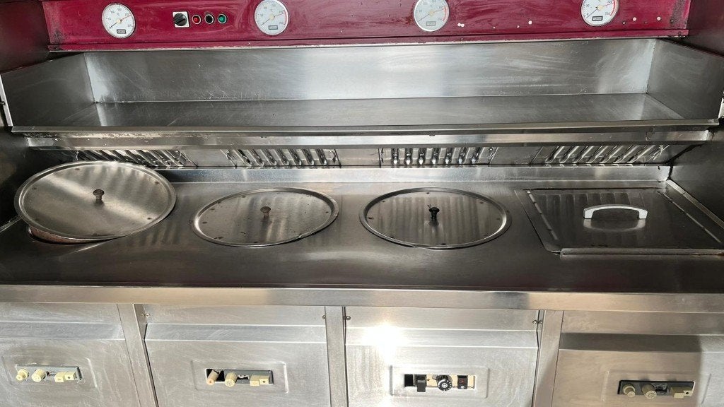 4 pans gas friteuse op propaan, Ophalen, Gebruikt