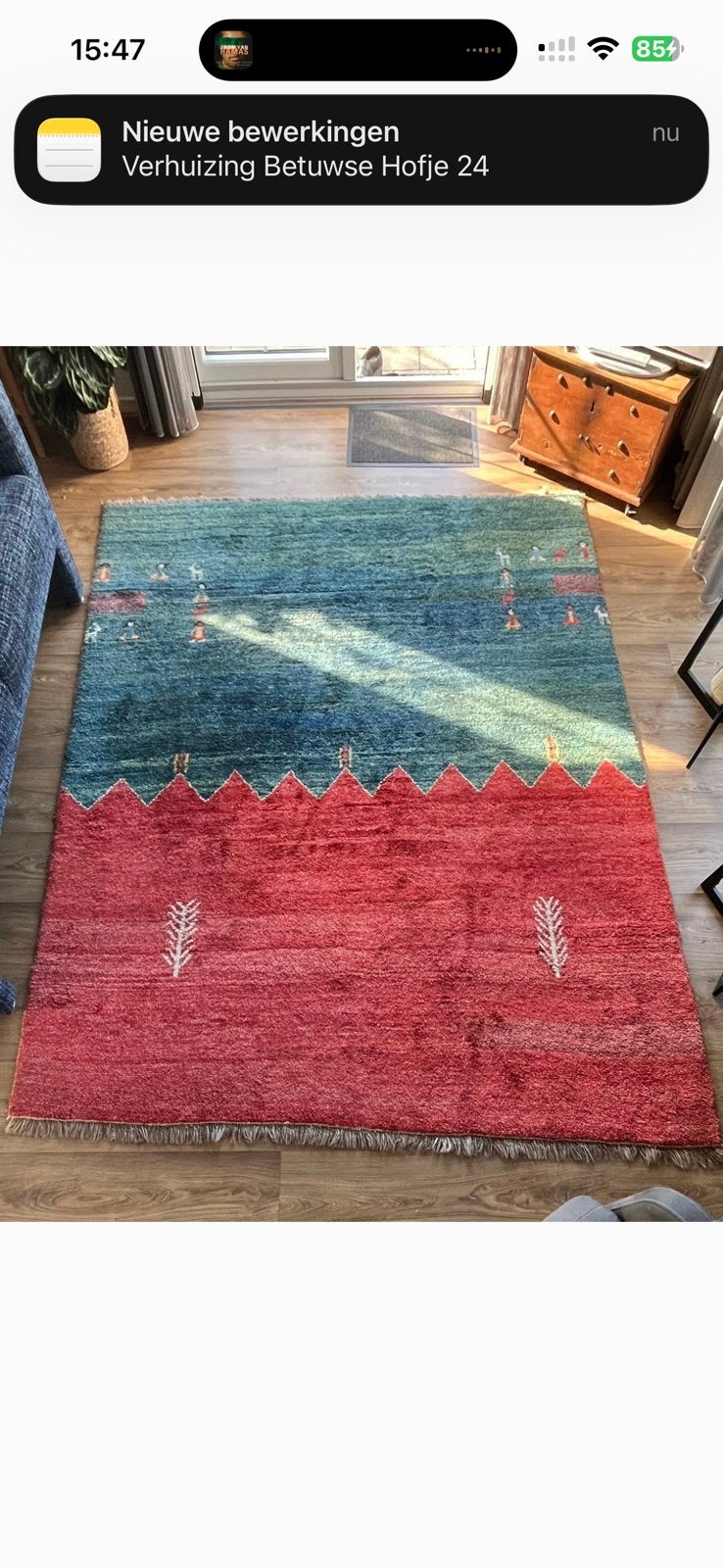 Handgeknoopt Gabbeh kleed, Ophalen, Gebruikt, Rechthoekig, 200 cm of meer