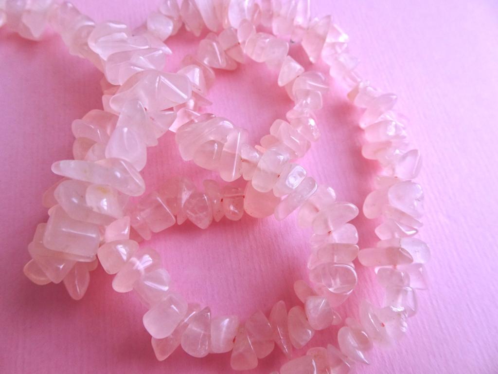 jwg Vintage 70s rozenkwarts steen stenen kralen ketting roze, Verzenden, Overige materialen, Ketting, Met edelsteen