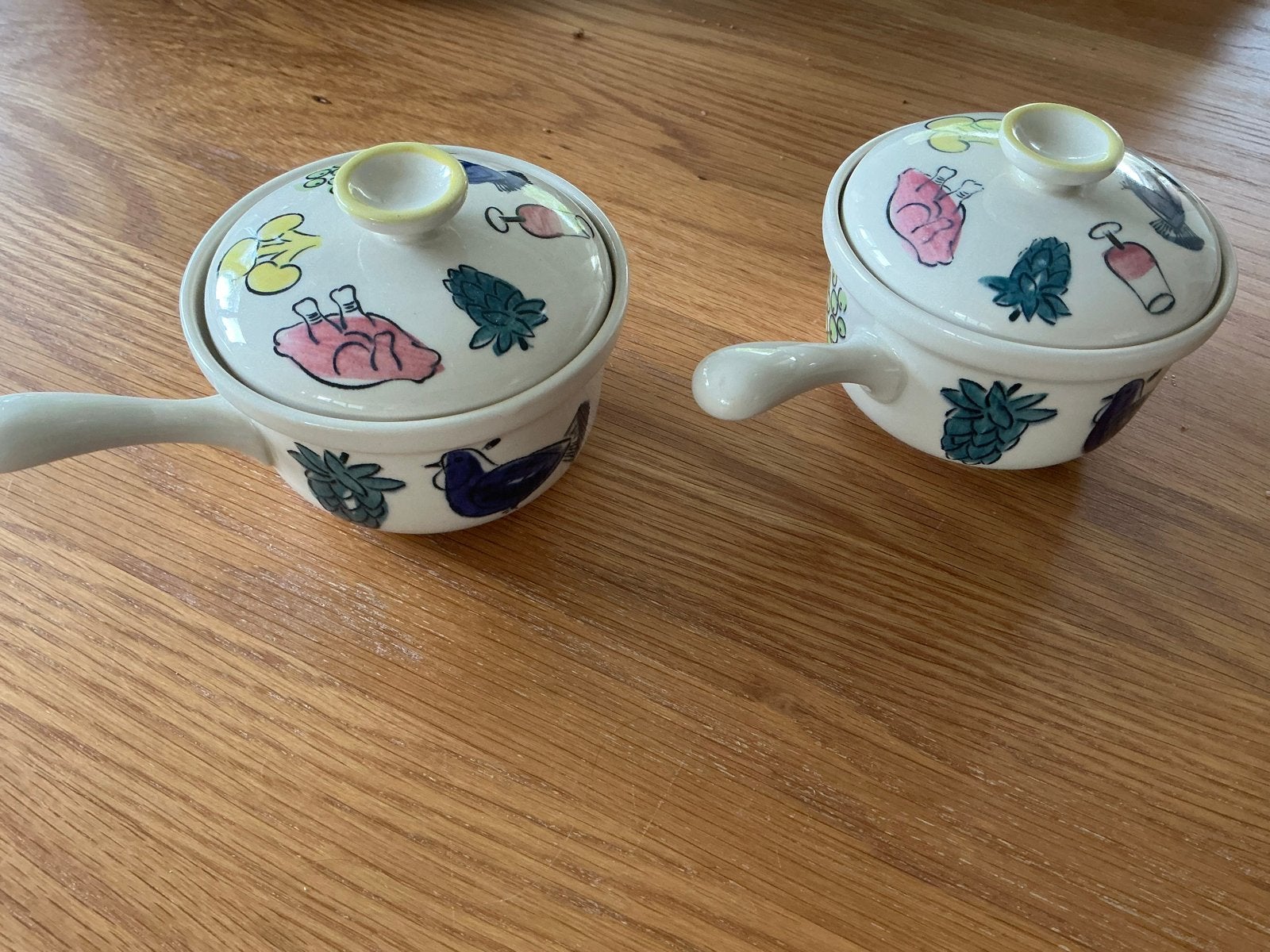 2 Vintage Petrus Regout Parafeu Schaaltjes Handbeschilderd, Ophalen of Verzenden