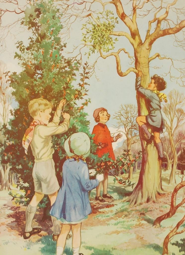 De Hulst en de Maretak - Schoolposter jaren 30, Antiek en Kunst, Antiek | Schoolplaten, Natuur en Biologie, Verzenden