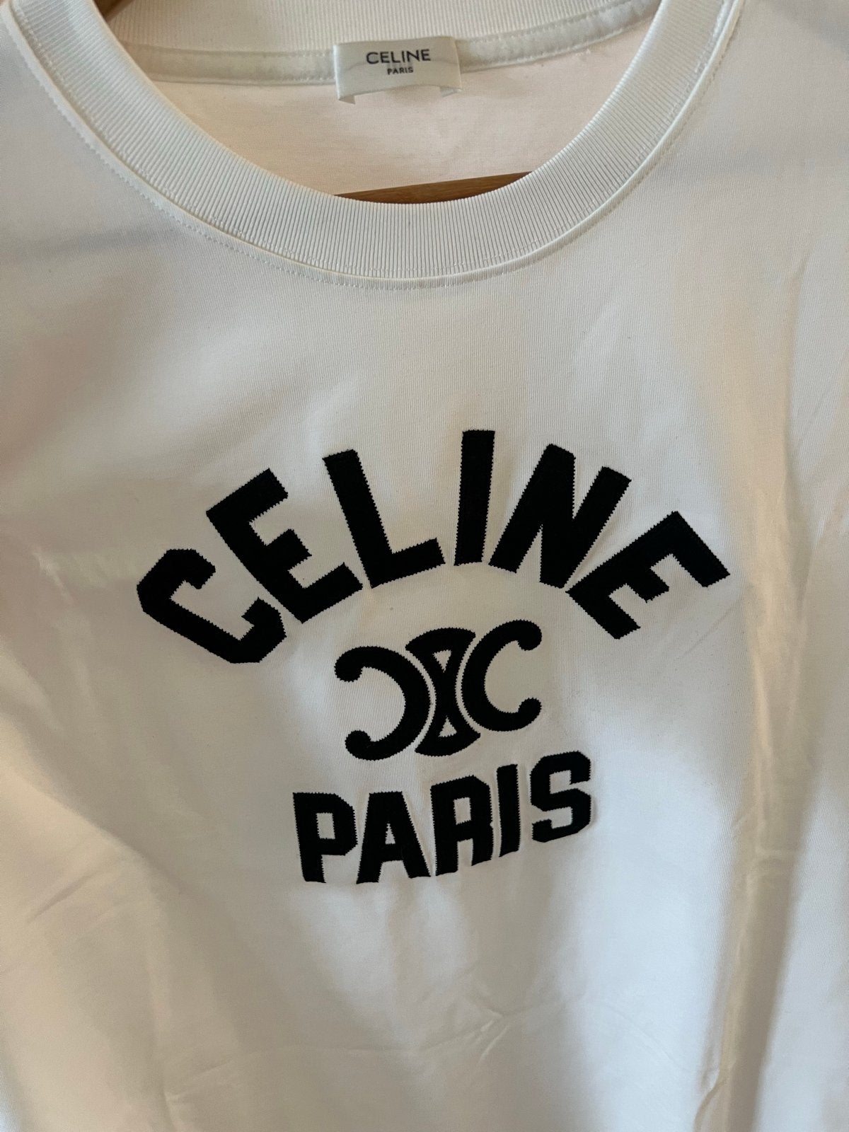 Celine T-shirt met logo - Maat L, Ophalen, Wit, Maat 42/44 (L), Zo goed als nieuw