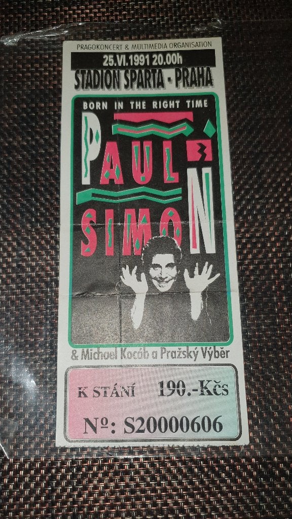 Mega Rare - PAUL SIMON concert ticket - Praag 25-06-1991, Ophalen of Verzenden, Gebruikt, Gebruiksvoorwerp