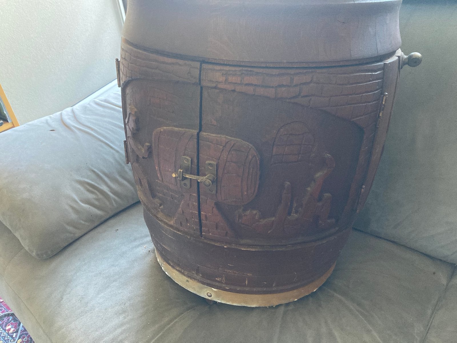 Drank cabinet barrel mancave, Ophalen of Verzenden, Gebruikt, Versiering