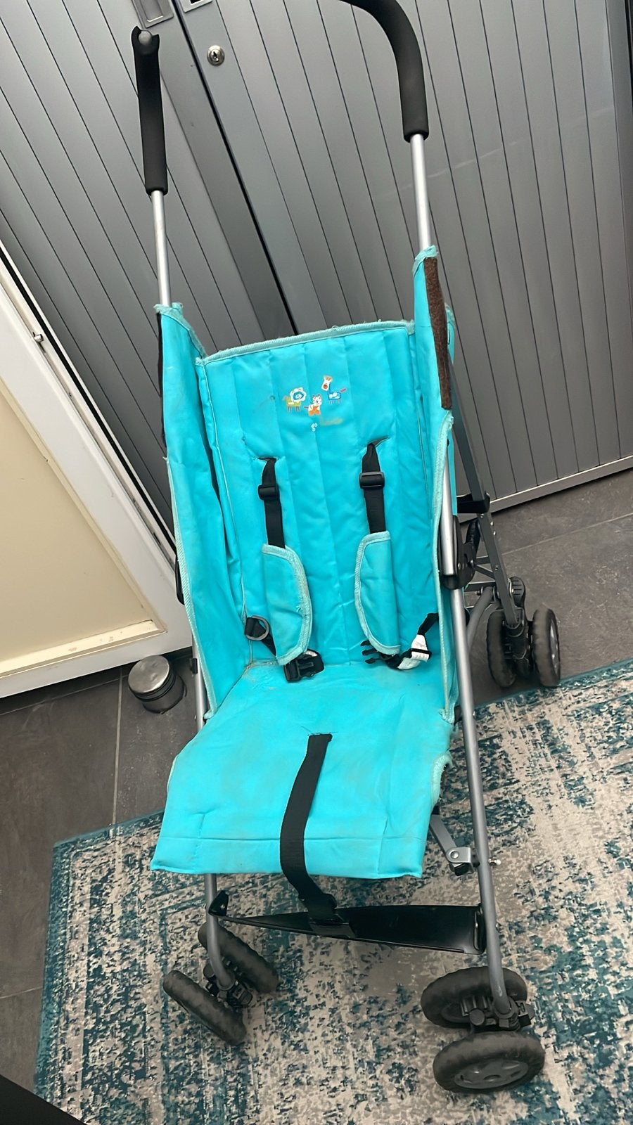Gebruikte turquoise buggy, Ophalen of Verzenden, Gebruikt, Overige merken, Verstelbare rugleuning