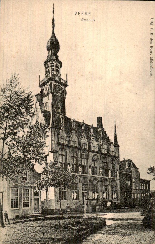 Veere - Stadhuis - Gevel en toren, Ophalen of Verzenden, Voor 1920, Ongelopen, Zeeland