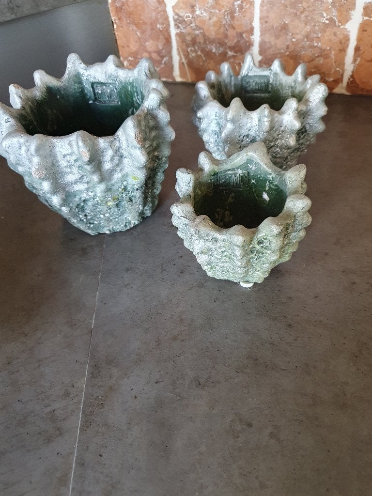 PTMD Bloempotten set van 3 - Groen/Grijs, Rond, Nieuw, Ophalen of Verzenden, Balkon