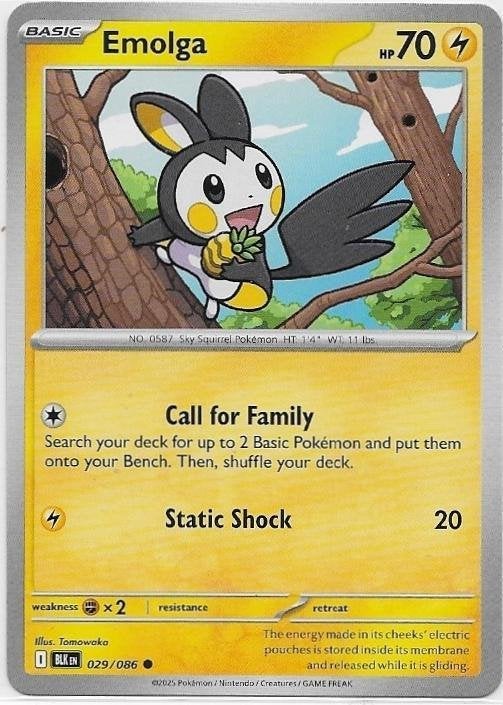 Black Bolt,  Emolga [common] 29/86, Hobby en Vrije tijd, Verzamelkaartspellen | Pokémon, Verzenden, Nieuw, Losse kaart