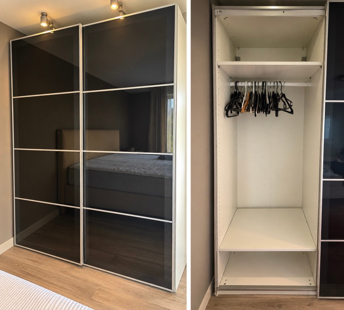 Ikea kledingkast met schuifdeuren en verlichting, Huis en Inrichting, Ophalen, Overige materialen, Met deur(en), Gebruikt