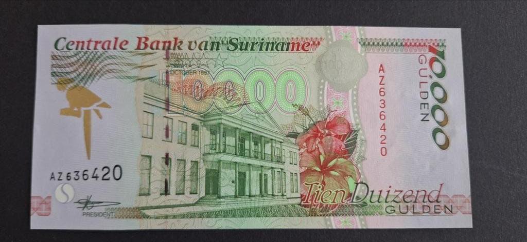 Suriname 10000 gulden 1997 UNC, Postzegels en Munten, Bankbiljetten | Amerika, Ophalen of Verzenden, Zuid-Amerika