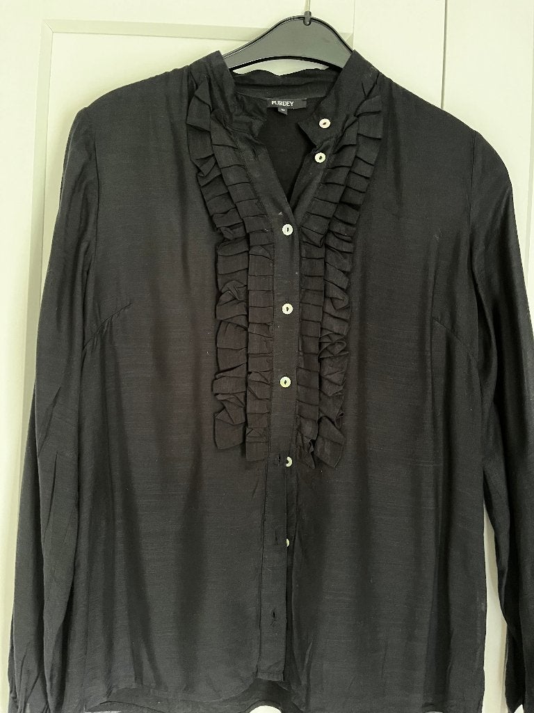 Purdey blouse marine viscose, plooitjes op voorkant, Blauw, Ophalen of Verzenden, Zo goed als nieuw, Purdey