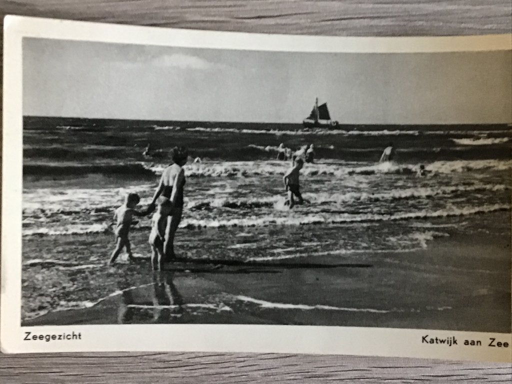 Oude ansichtkaart Katwijk aan Zee - Zeegezicht 1950-60, Verzamelen, Ophalen of Verzenden, 1940 tot 1960, Gelopen, Zuid-Holland