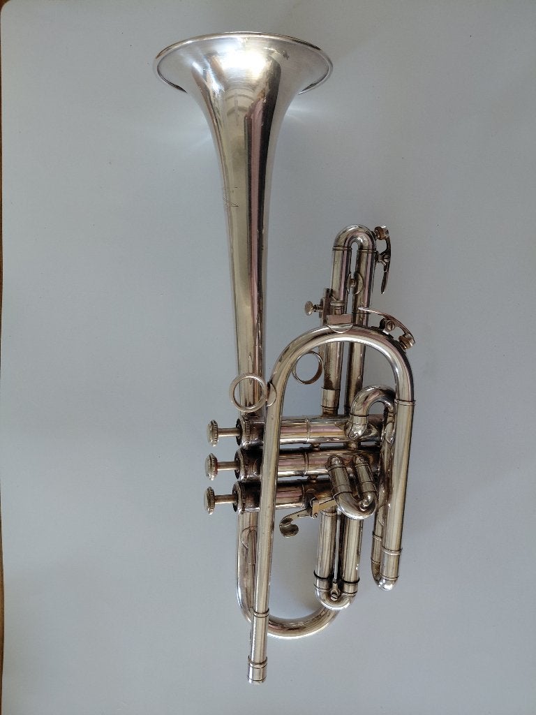 Willson Bb Cornet Silver plated nr. 12099, Muziek en Instrumenten, Ophalen of Verzenden, Gebruikt, Overige typen, Met koffer