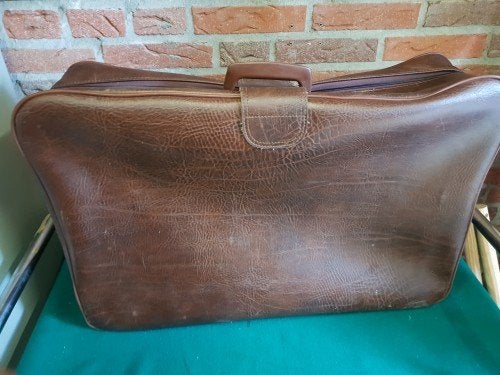 Koffer, retro vintage, van bruin leer, Sieraden, Tassen en Uiterlijk, Koffers, Ophalen of Verzenden, 'T Olde Gre-j, Info@toldegrej.nl