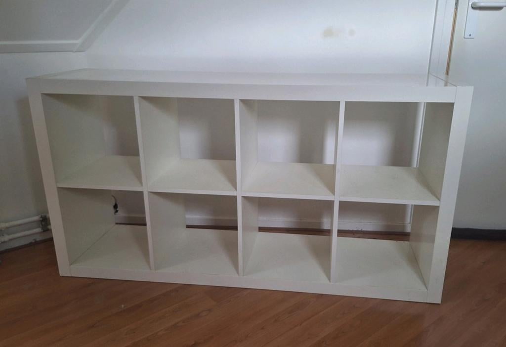 Vakkenkast Ikea Kallax wit, Ophalen, Met plank(en), Gebruikt, 100 tot 150 cm
