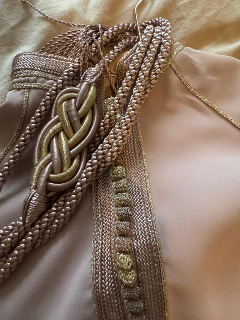 Moeder & dochter  Marokkaanse Kaftan met Gouden Details, Maat 38/40 (M), Beige, Ophalen of Verzenden, Zo goed als nieuw