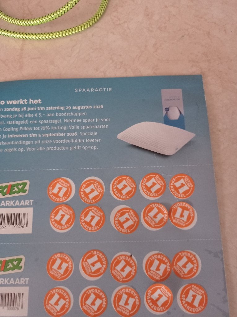 poeisz zegels cooling pillow 2 spaarkaarten, Albert Heijn, Ophalen of Verzenden
