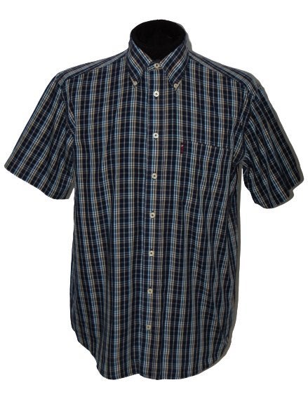 Paul Stuart geruit overhemd, shirt, korte mouw, blauw, Mt. M, Kleding | Heren, Halswijdte 39/40 (M), Zo goed als nieuw, Paul Stuart