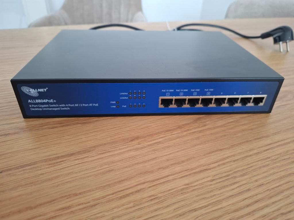 ALLNET ALL8804PoE+ 8-poorts Gigabit PoE Layer 2 Switch, Ophalen of Verzenden, Zo goed als nieuw