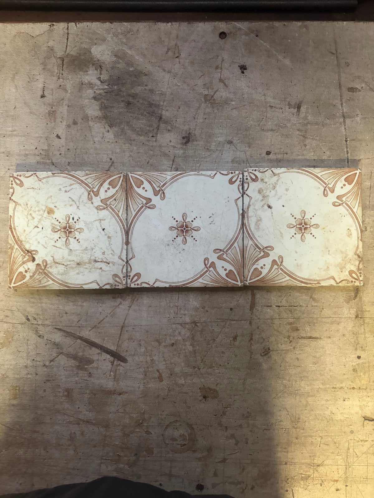 3 antieke Jugendstil / Art Nouveau tegels ca. 1900, Gebruikt, Ophalen of Verzenden, Minder dan 20 cm, Minder dan 5 m²